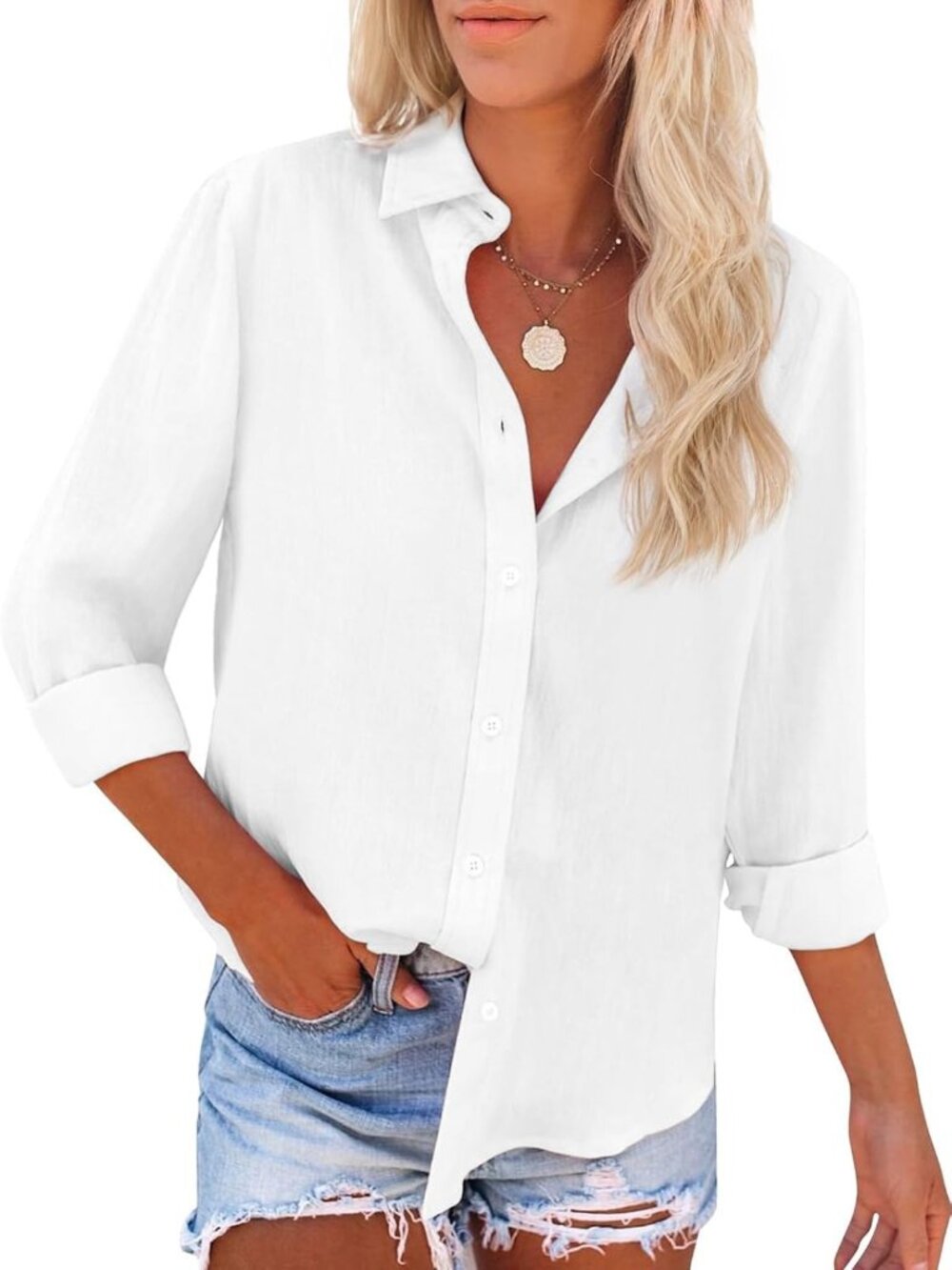 Chic Women's Cotton Oxford Button Down Shirt - Long Sleeve Blouse, Versatile